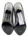 Prada Shoe Size 38 Silver & Black Leather Sequin Floral Peep Toe Low Heel Pumps Silver & Black / 38