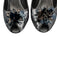 Prada Shoe Size 38 Silver & Black Leather Sequin Floral Peep Toe Low Heel Pumps Silver & Black / 38