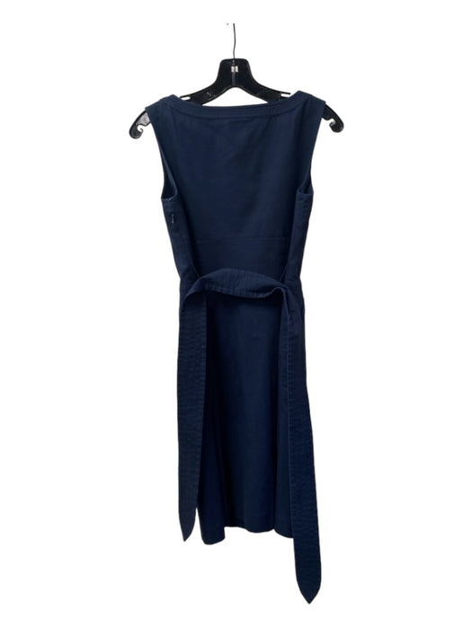 Tory Burch Size 2 Navy Cotton Scoop Neck Sleeveless Belted Pleated Dress Navy / 2