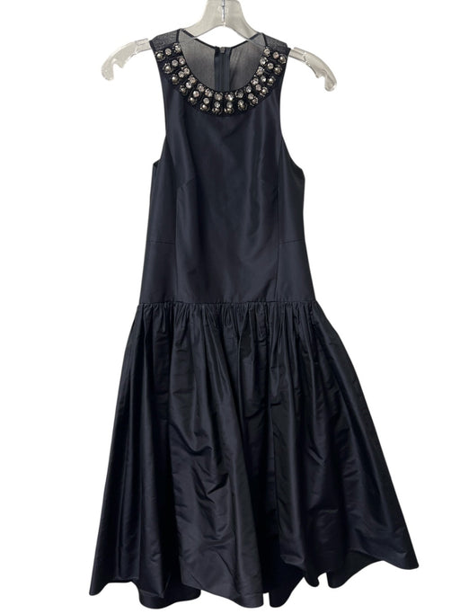 Rebecca Taylor Size 0 Black Silk Bubble Hem Back Zip Drop Waist Dress Black / 0