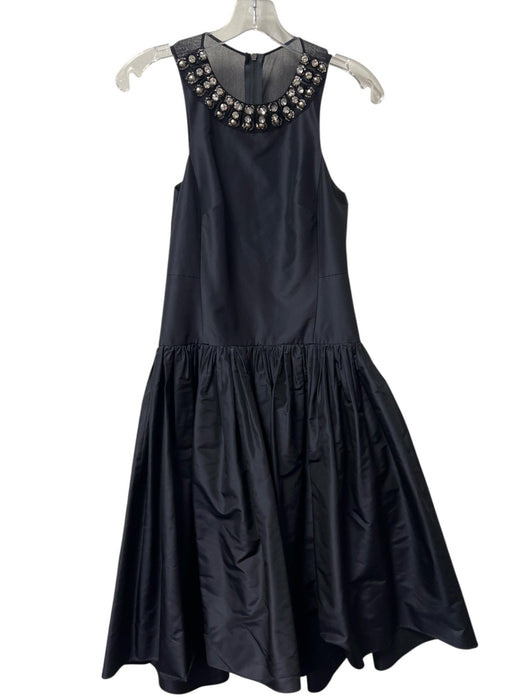 Rebecca Taylor Size 0 Black Silk Bubble Hem Back Zip Drop Waist Dress Black / 0