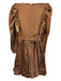 La Roque Size S Brown Cotton V Neck Long Sleeve Knee Length Back Zip Dress Brown / S
