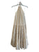 Free People Size XS Cream Cotton Halter Neck Tiered Maxi Open Back Dress Cream / XS
