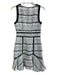 Rebecca Taylor Size 4 White & Black Polyester Blend V Neck Zip Front Tweed Dress White & Black / 4