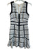 Rebecca Taylor Size 4 White & Black Polyester Blend V Neck Zip Front Tweed Dress White & Black / 4
