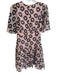 Ted Baker Size 1 Pink & Black Polyester Floral Mini V Neck 3/4 Sleeve Dress Pink & Black / 1