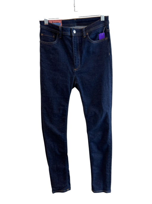 Acne Studios Size 29 Dark Blue Cotton Blend 5 Pocket Zip Fly High Waist Jeans Dark Blue / 29