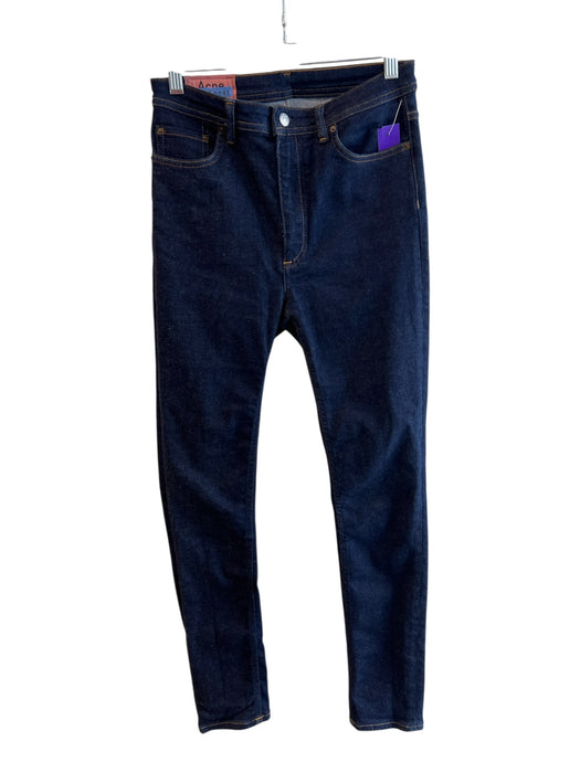 Acne Studios Size 29 Dark Blue Cotton Blend 5 Pocket Zip Fly High Waist Jeans Dark Blue / 29