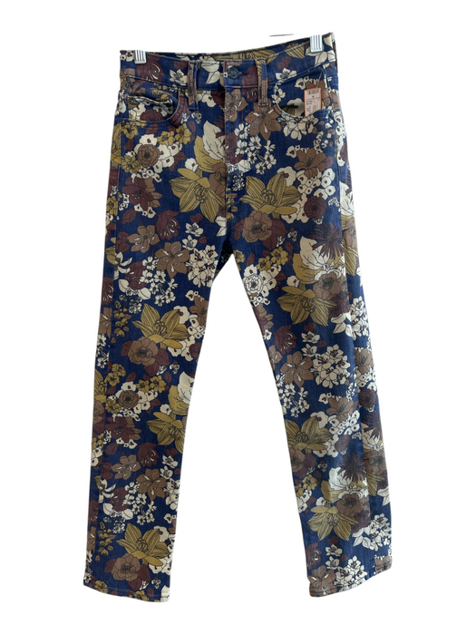 Mother Size 25 Blue & Multi Cotton Blend High Waist Floral Straight Leg Jeans Blue & Multi / 25