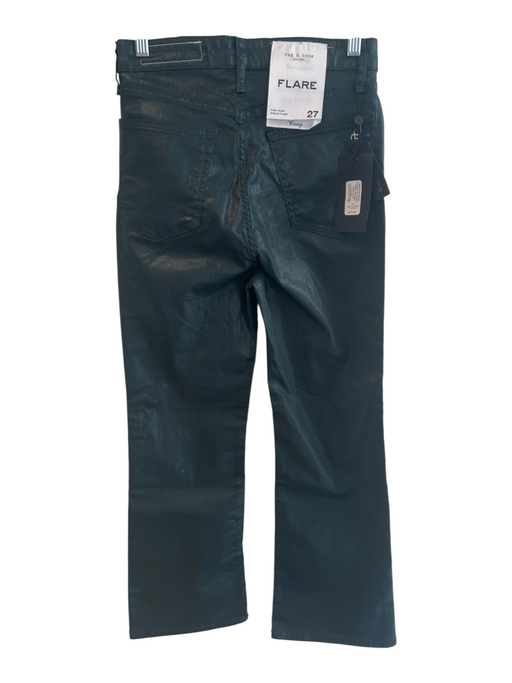 Rag & Bone Size 27 Green Cotton Blend High Rise Ankle Flare Shimmer Jeans Green / 27