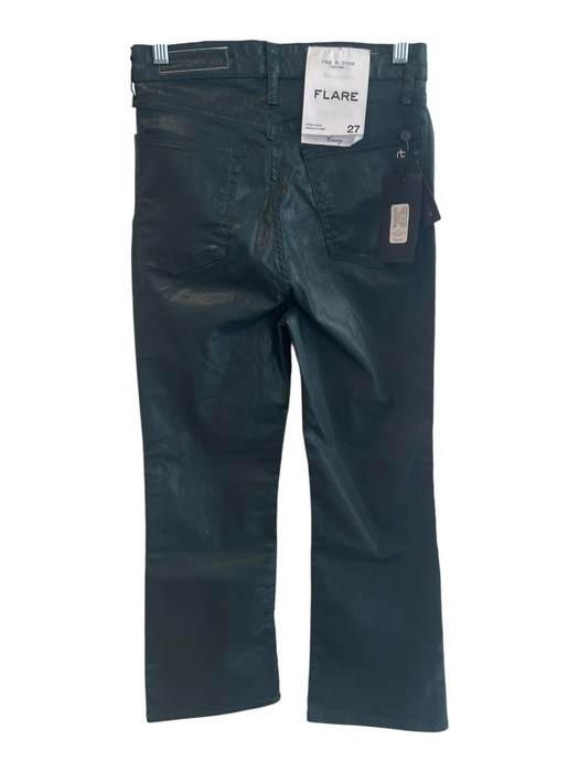 Rag & Bone Size 27 Green Cotton Blend High Rise Ankle Flare Shimmer Jeans Green / 27