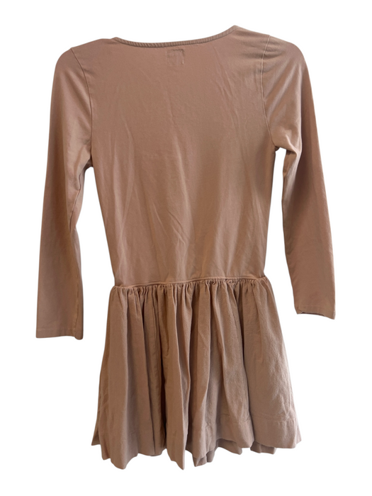 Free-est Size S Beige Cotton Blend Side Pockets Long Sleeve Ruffled Mini Dress Beige / S
