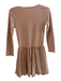 Free-est Size S Beige Cotton Blend Side Pockets Long Sleeve Ruffled Mini Dress Beige / S