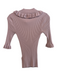 Ted Baker Size 2 Pink Viscose Blend Ruffle Detail 3/4 Sleeve Round Neck Top Pink / 2