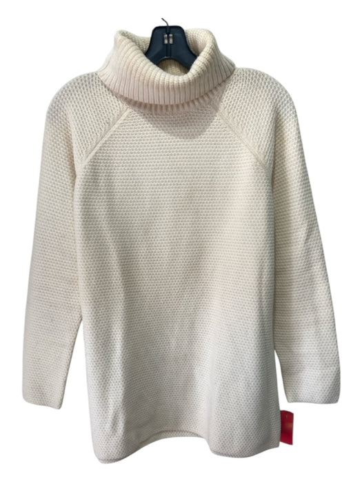 Tory Burch Size M Cream Cashmere Long Sleeve Turtle Neck Knit Sweater Cream / M