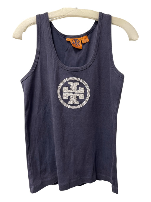 Tory Burch Size 6 Navy & white Cotton Blend Polka Dots Sleeveless V Neck Dress Navy & white / 6