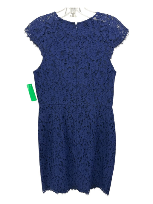 Shoshanna Size 6 Blue Cotton & Nylon Floral Lace Cap Sleeve Back Zip Dress Blue / 6