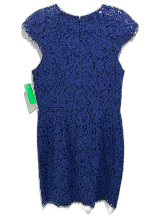 Shoshanna Size 6 Blue Cotton & Nylon Floral Lace Cap Sleeve Back Zip Dress Blue / 6