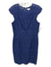 Shoshanna Size 6 Blue Cotton & Nylon Floral Lace Cap Sleeve Back Zip Dress Blue / 6
