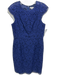 Shoshanna Size 6 Blue Cotton & Nylon Floral Lace Cap Sleeve Back Zip Dress Blue / 6