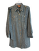 Tory Burch Size 8 Blue Green Cotton Long Sleeve Gold Hardware Waist tie Dress Blue Green / 8