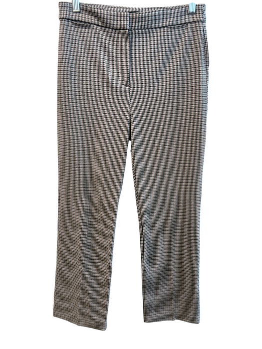 Theory Size 4 Multi Viscose Elastic Waist Plaid Zip Fly Straight Leg Pants Multi / 4