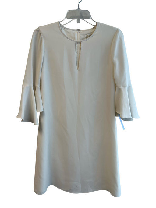 Shoshanna Size 4 White Acetate 3/4 Sleeve Round Neck Key hole Back Zip Dress White / 4