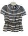 J Crew Size XS Black & White Cotton Lace Detail Gingham Key Hole back Top Black & White / XS
