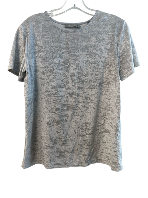 Vince Size S Grey Polyamide Short Sleeve Velvet Round Neck Stretch Top Grey / S
