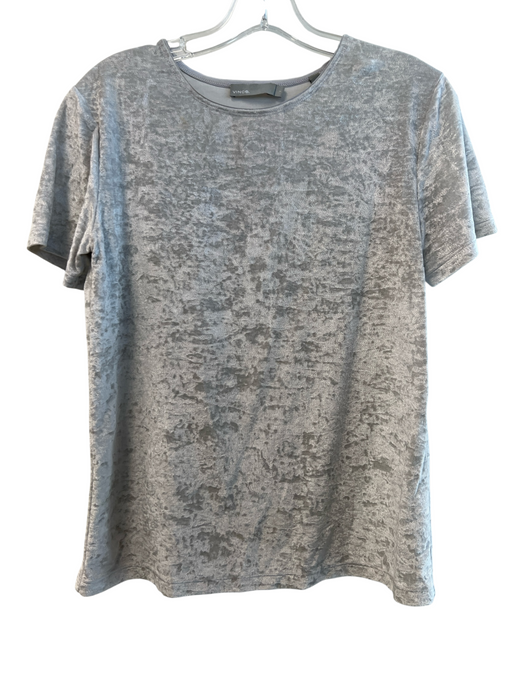 Vince Size S Grey Polyamide Short Sleeve Velvet Round Neck Stretch Top Grey / S