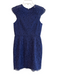 Shoshanna Size 6 Blue Cotton Blend Cap Sleeve Lace Overlay Round Neck Dress Blue / 6