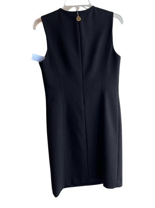 Tory Burch Size 6 Black Polyester Back Zip solid color Gold Hardware Dress Black / 6