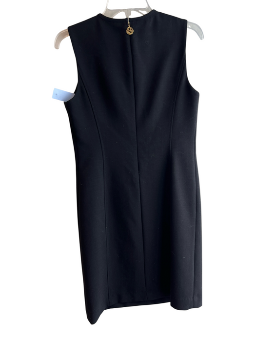 Tory Burch Size 6 Black Polyester Back Zip solid color Gold Hardware Dress Black / 6