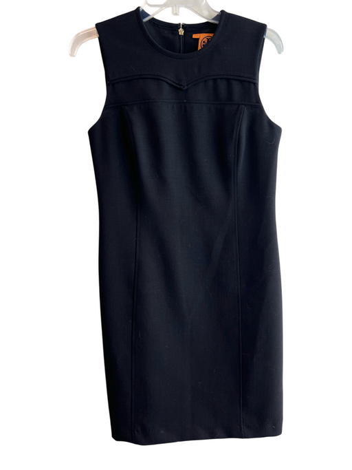 Tory Burch Size 6 Black Polyester Back Zip solid color Gold Hardware Dress Black / 6
