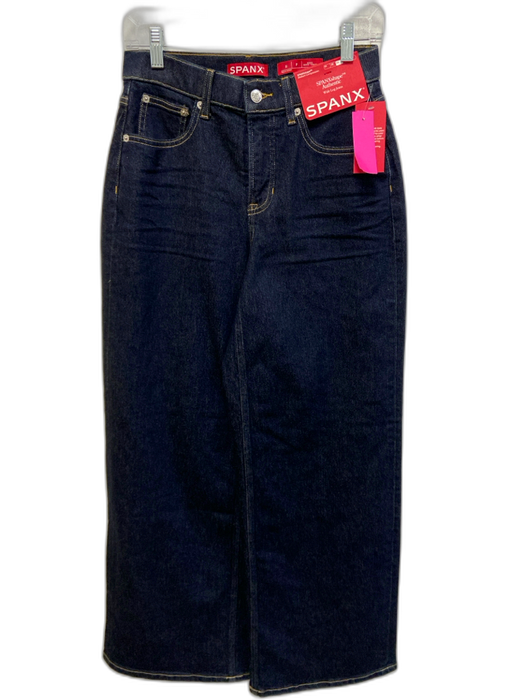 Spanx Size S Dark Wash Cotton High Rise Zip Fly Wide Leg Jeans Dark Wash / S