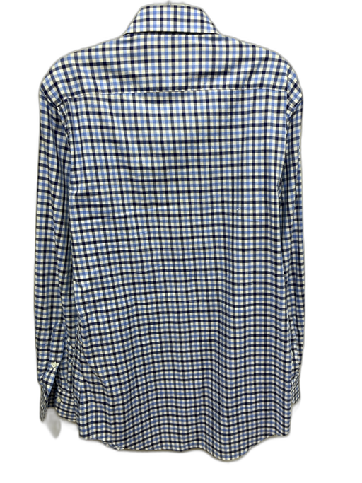 Ledbury Size 16 Blue & White Cotton Plaid Button up Men's Long Sleeve Shirt Blue & White / 16