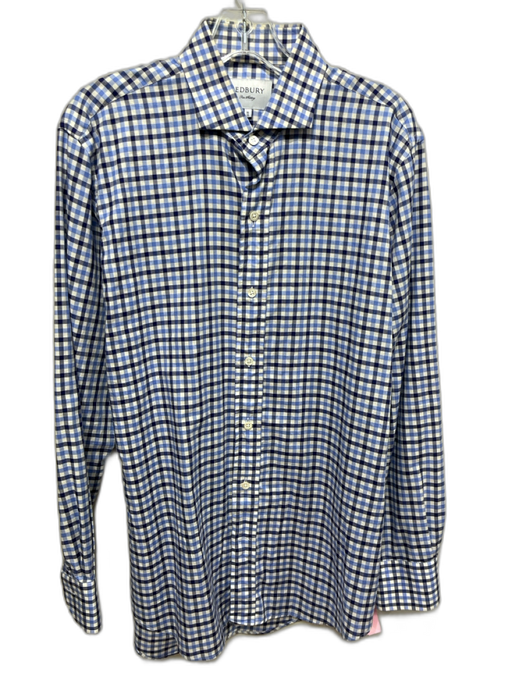 Ledbury Size 16 Blue & White Cotton Plaid Button up Men's Long Sleeve Shirt Blue & White / 16