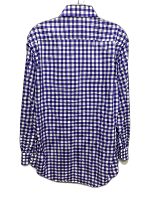 Ledbury Size 16 Purple & White Cotton Gingham Button up Men's Long Sleeve Shirt Purple & White / 16