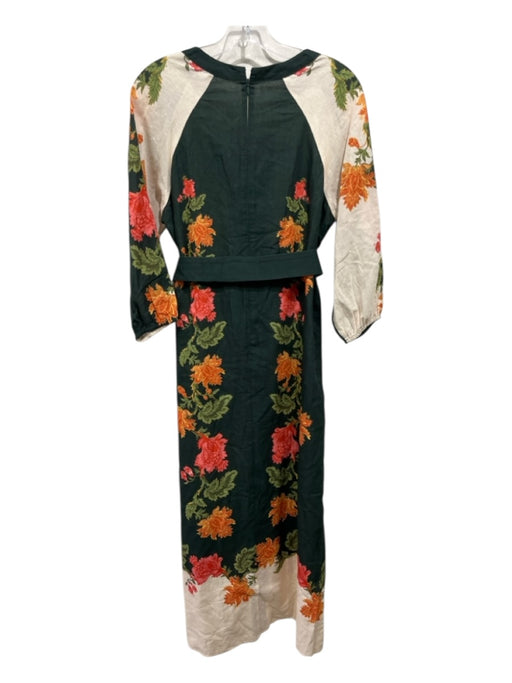 Anna Cate Size Small dark green, orange, multi Cotton & Linen Blend Floral Dress dark green, orange, multi / Small