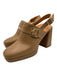 Sezane Shoe Size 41 Tan Brown Leather Slingbacks Block Heel Buckle Detail Pumps Tan Brown / 41