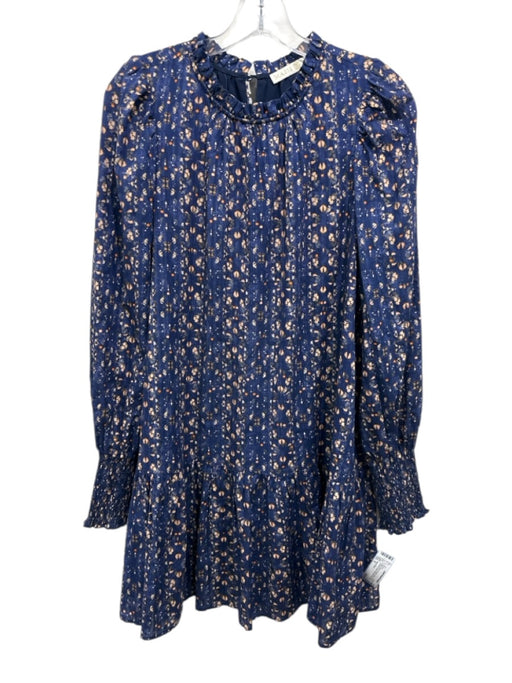 Marie Oliver Size S Navy Blue & Orange Cotton & Rayon Abstract Dots Dress Navy Blue & Orange / S