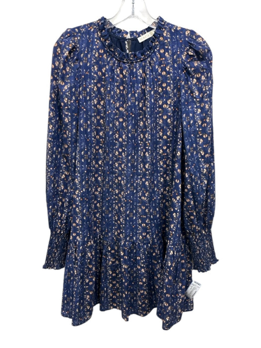 Marie Oliver Size S Navy Blue & Orange Cotton & Rayon Abstract Dots Dress Navy Blue & Orange / S