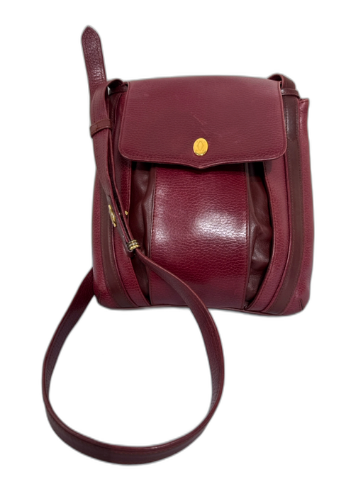 Must de Cartier Wine Red Grain Leather Crossbody Flap Gold Logo Vintage Bag Wine Red / Small