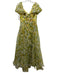 Theia Size 6 Yellow & Green Polyester Cap Sleeve Floral Print Glitter Gown Yellow & Green / 6