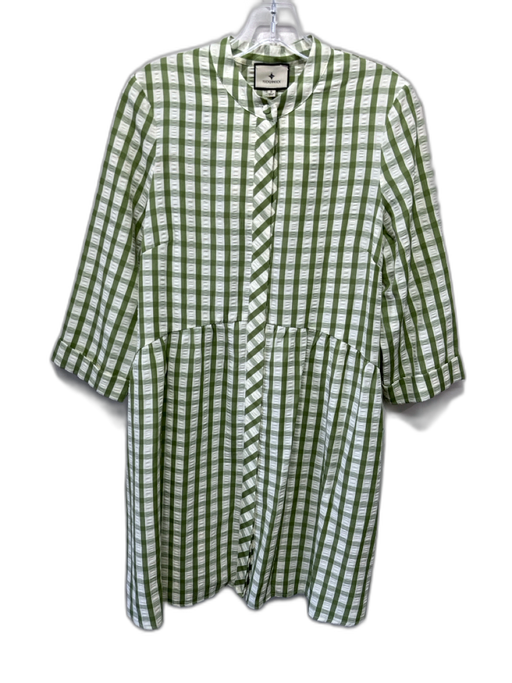 Tuckernuck Size S Green & White Polyester Blend Gingham Texture Dress Green & White / S