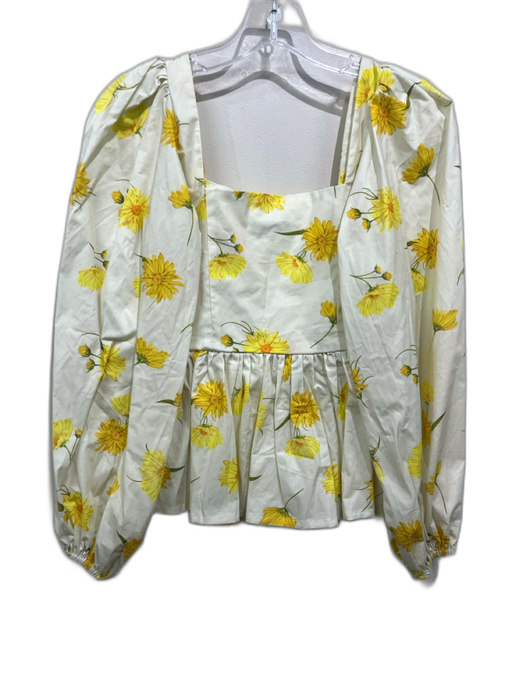 The Lulo Project Size S White, Yellow & Green Cotton Blend Flowers Top White, Yellow & Green / S