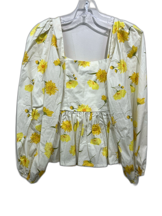 The Lulo Project Size S White, Yellow & Green Cotton Blend Flowers Top White, Yellow & Green / S