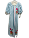 Fanm Mon Size S Light Blue & Multi Cotton Embroidered Flowers Dots Dress Light Blue & Multi / S