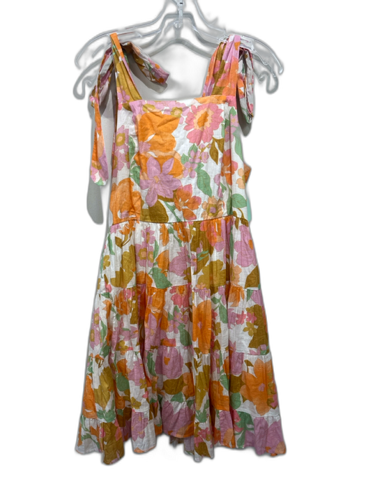 Mille Resort & Travel Size S White, Orange & Multi Print Cotton Floral Dress White, Orange & Multi Print / S