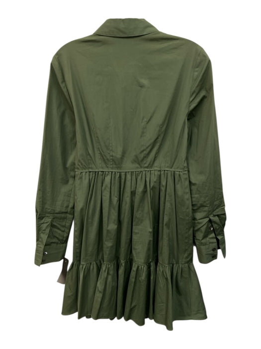 Veronica Beard Size 6 Army Fatigue Green Cotton Blend Long Sleeve Gathered Dress Army Fatigue Green / 6